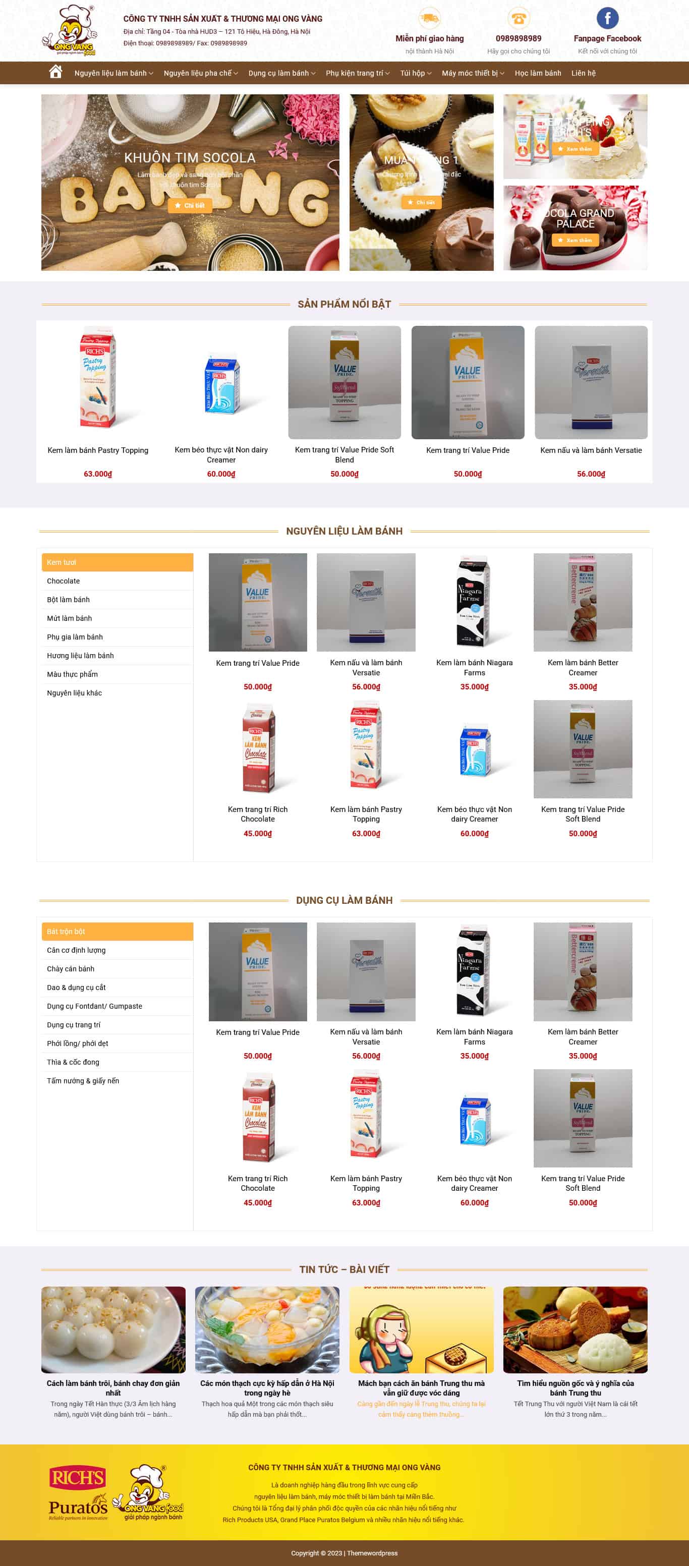 Theme wordpress shop nguyên liệu làm bánh 2