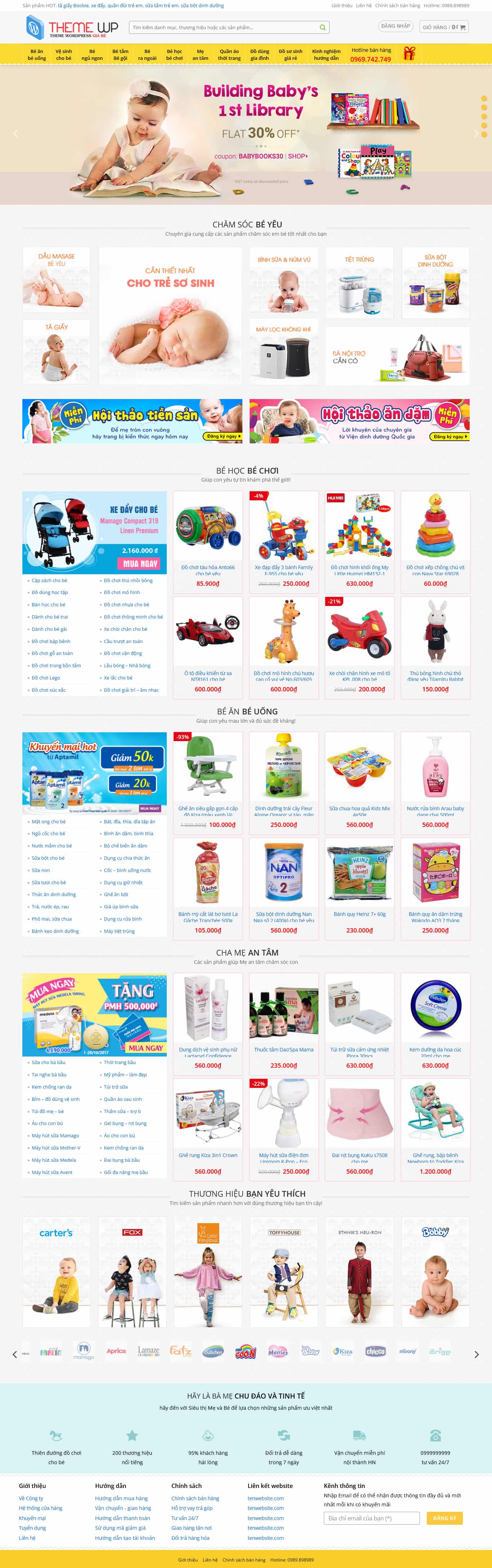 Theme wordpress shop mẹ và bé